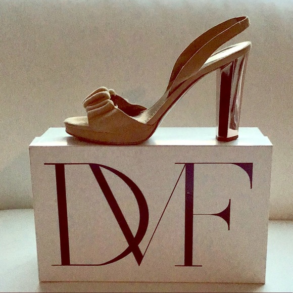 DIANE VON FURSTENBURG taupe suede platform sandal - Picture 1 of 7